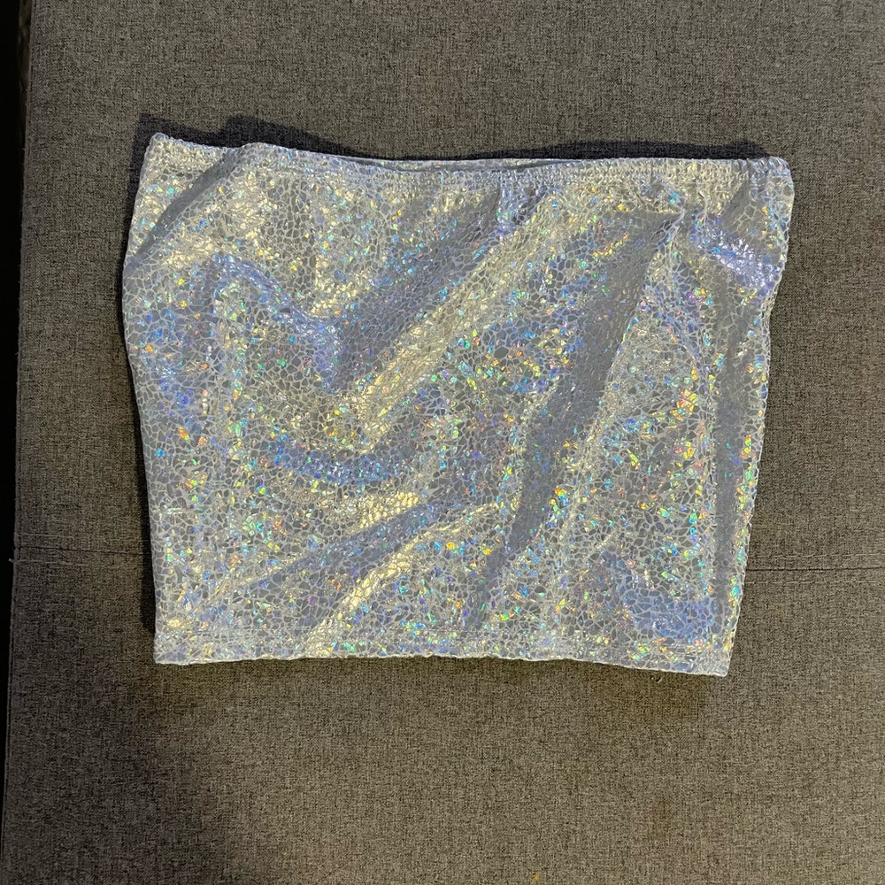 Eat sleep rave shatter silver tube top